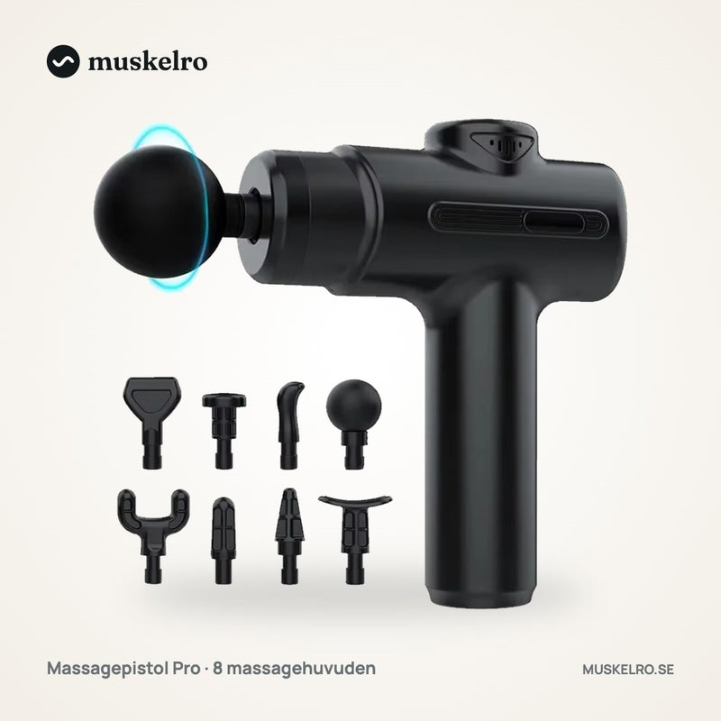 Massagepistol Pro – sladdlös massagepistol med 8 massagehuvuden