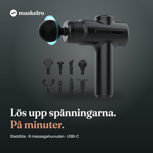 Massagepistol Pro – sladdlös massagepistol med 8 massagehuvuden